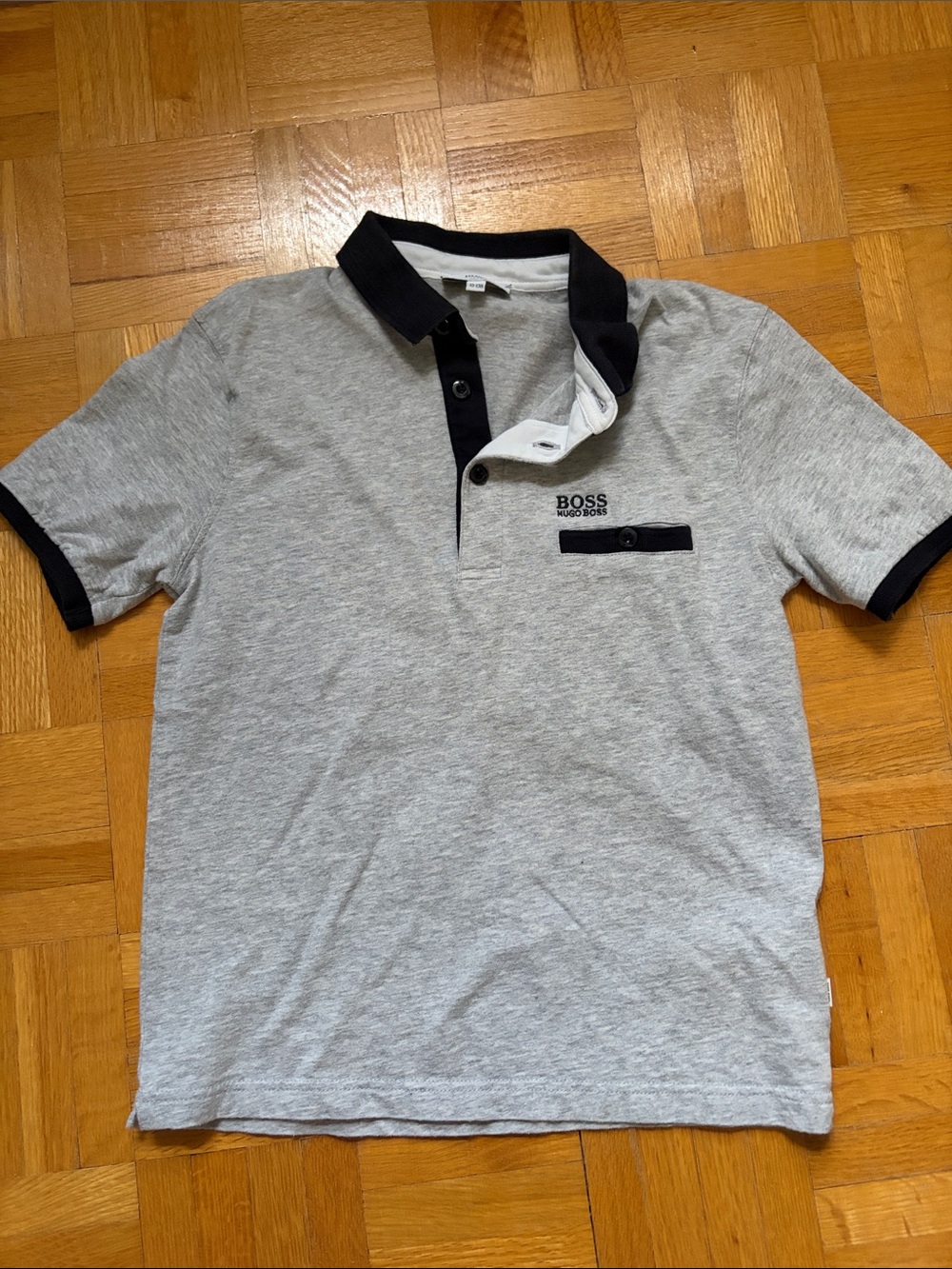 BOSS Light Gray Polo with Black Collar and Trim